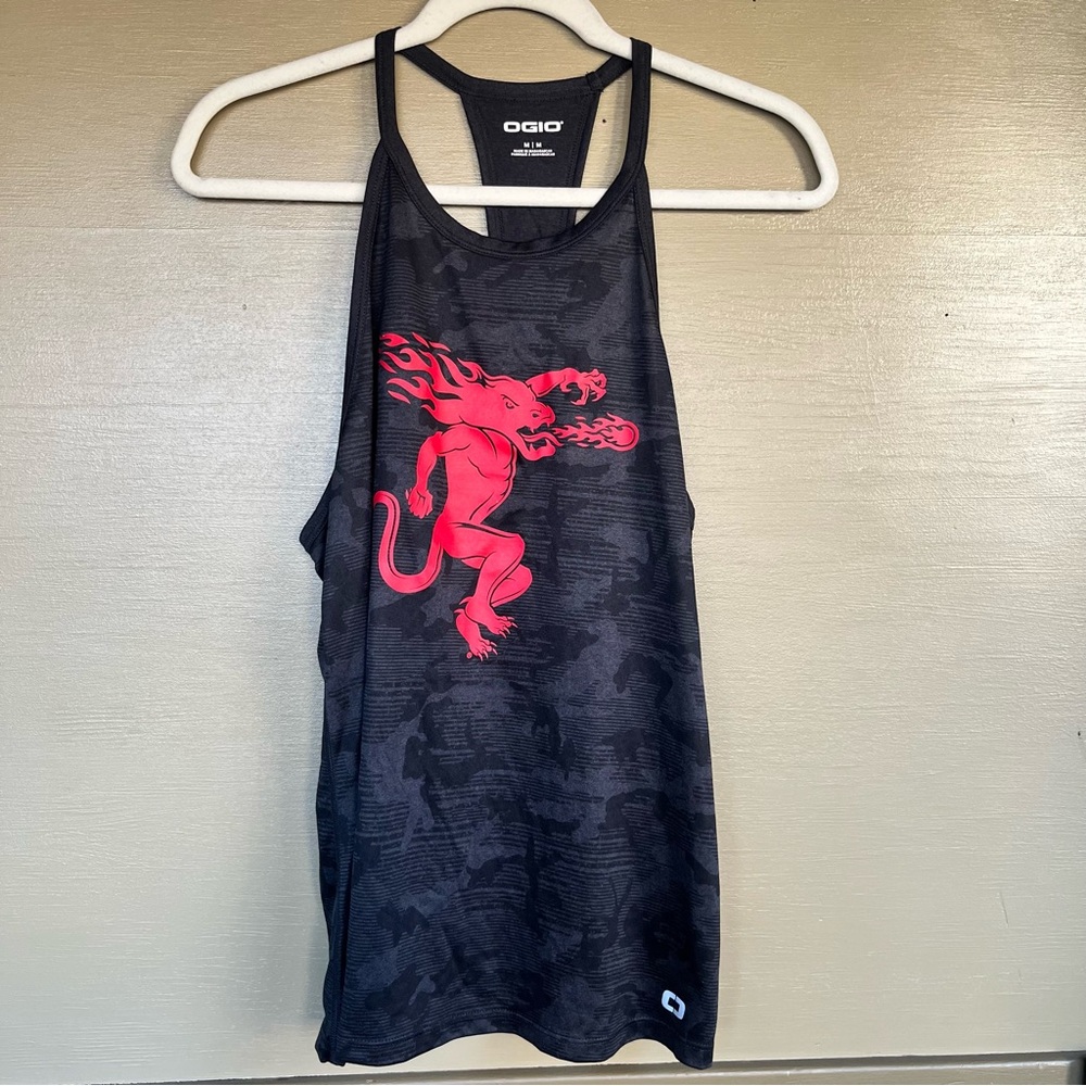 OGIO Black Tank Top with Red Graphic